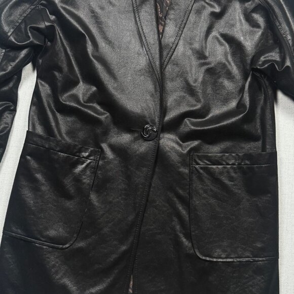 Vintage Russell Scott Liquid Faux Leather Blazer Black Jacket Size M/L - Picture 3 of 16